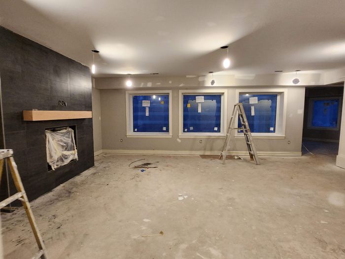 Interior rooms at taping and finishing stage