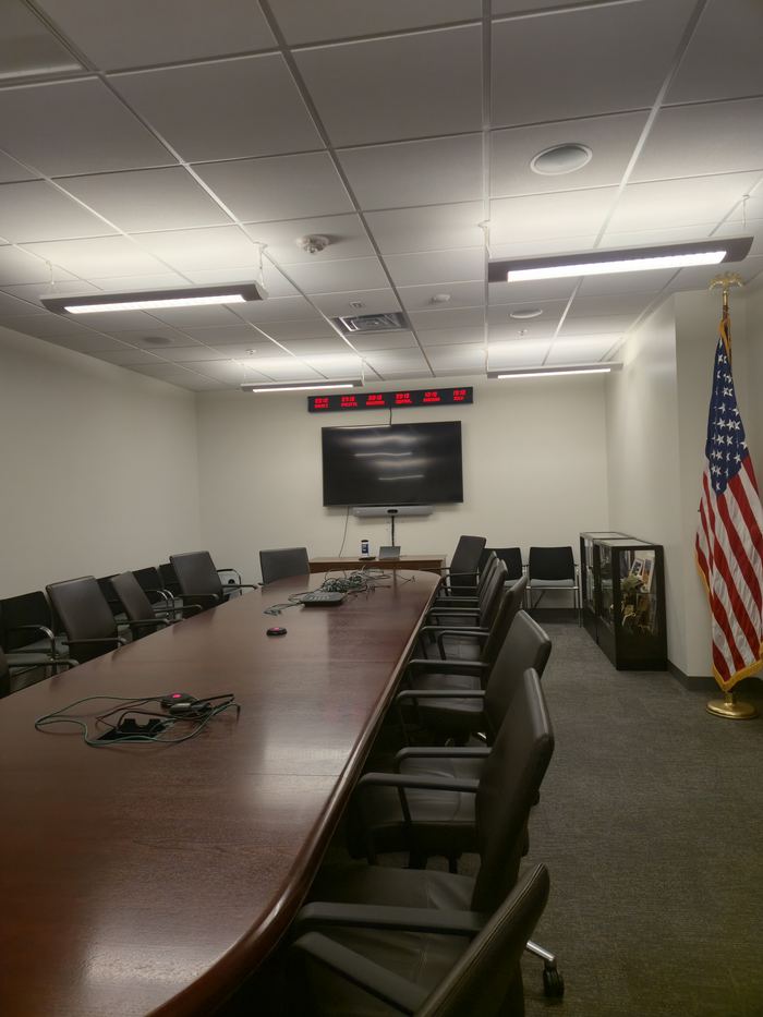 Completed conference room following institutional fit-out