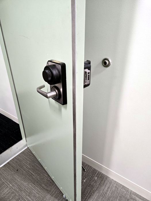 Door hardware installation on a controlled door